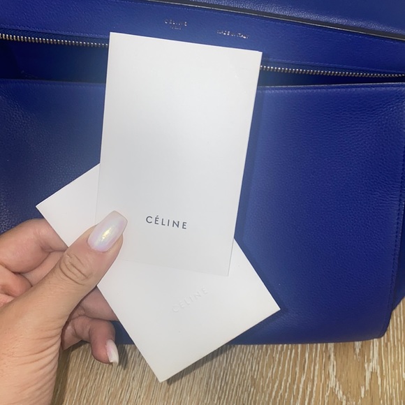 CELINE - Trapeze Large Blue Drummed Leather Bag - Picture 13 of 13